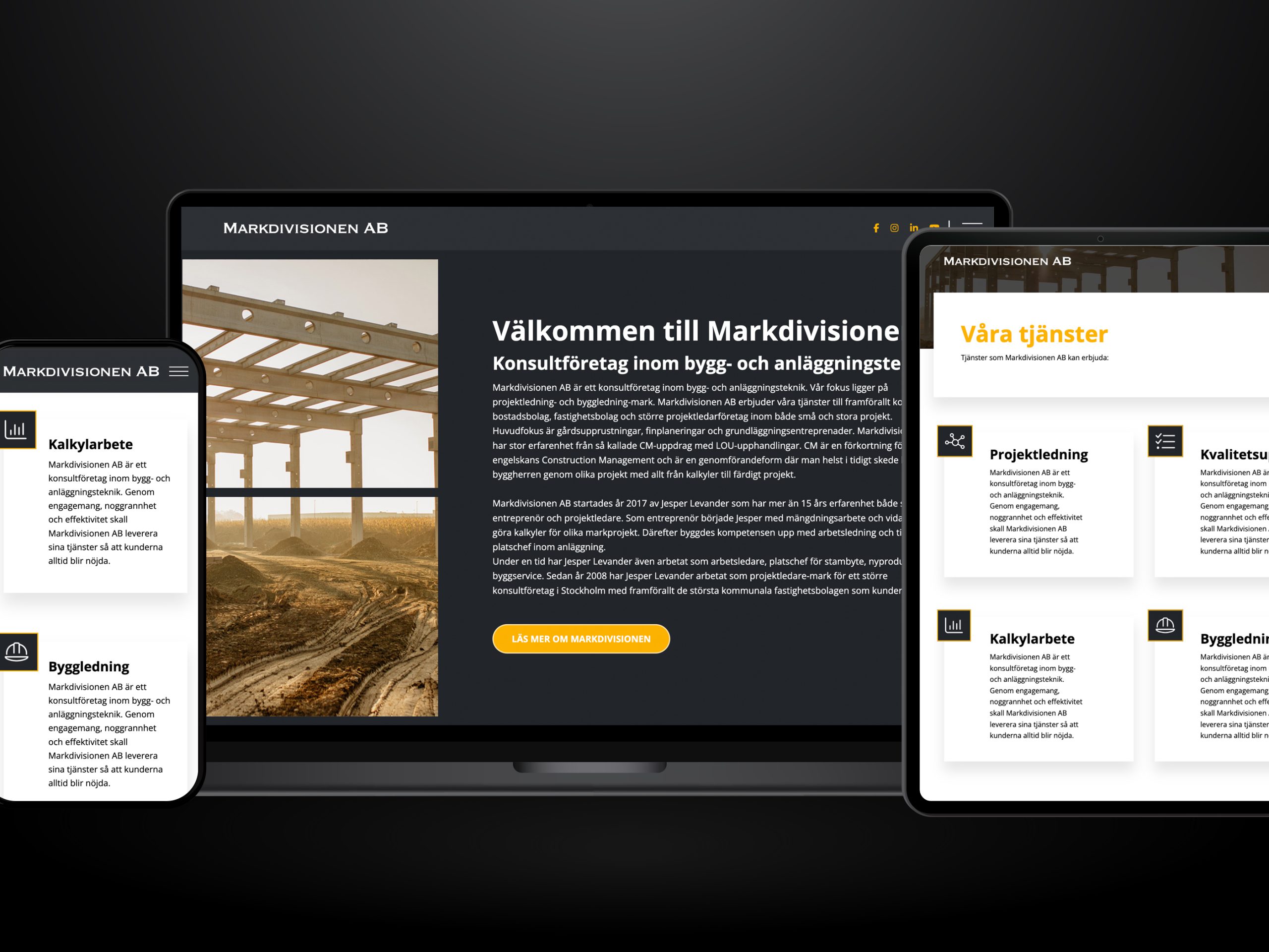 Webbutveckling.se - Markdivisionen - Hemsida i Wordpress