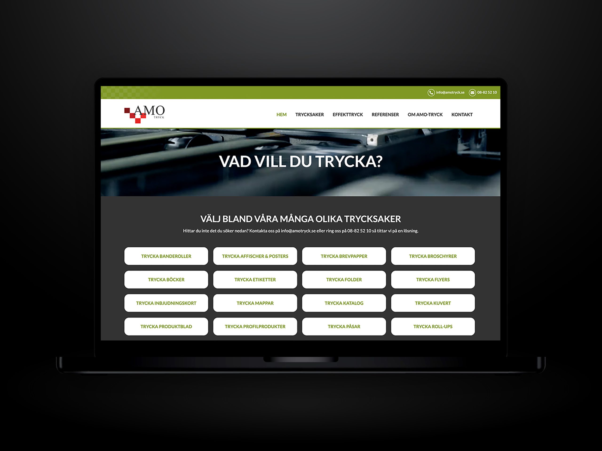 Webbutveckling.se - Human Language - Hemsida i Wordpress till låg månadskostnad - Referens - AMO Tryck